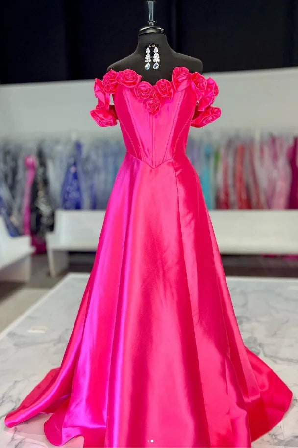 Limited Edition A-Line Florals Off-Shoulder Empire Long Party Prom Dress