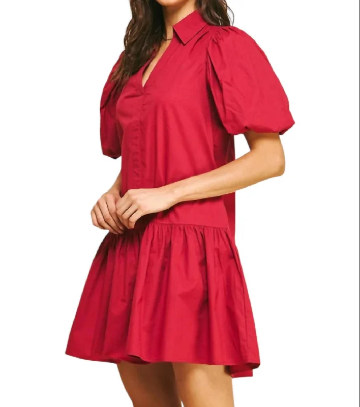The Best Prices Marianna Tiered Mini Dress In Fall Red