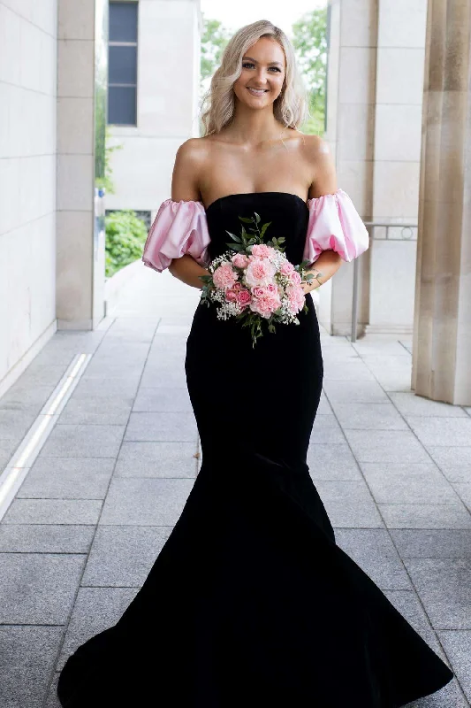 Can't Be Beat Chic Strapless Puff Sleeves Mermaid Party Prom Dress