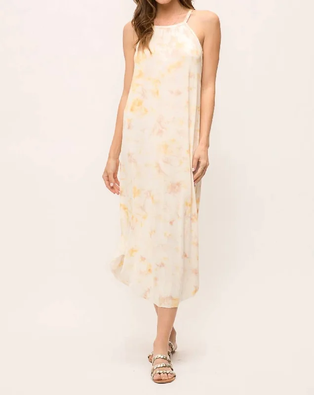 Price Rollback Hi-Low Tie Dye Dress In Orange Sherbet