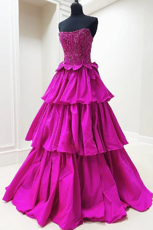 Don’t Miss Out A-Line Empire Appliques Tiered Prom Dress With Bows