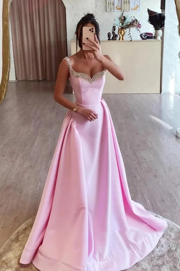 Savings Spectacular Candy Pink A-Line Sleeveless Beaded Party Prom Dress