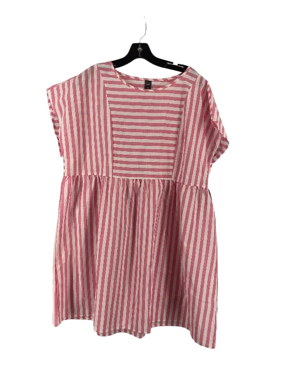 Midnight Sale Pink & White Dress Casual Short Clothes Mentor, Size 2x