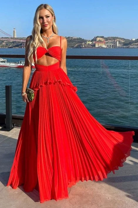 Mega Deal Red Satin A-Line Sweetheart Sleeveless Party Prom Dress