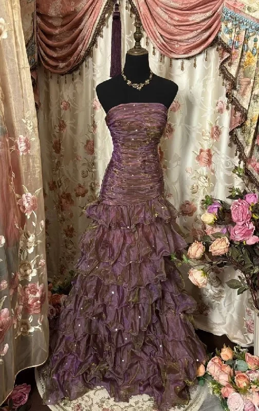 Hurry In Elegant Strapless A-Line Layers Vintage Prom Dress Evening Gown, DP4511