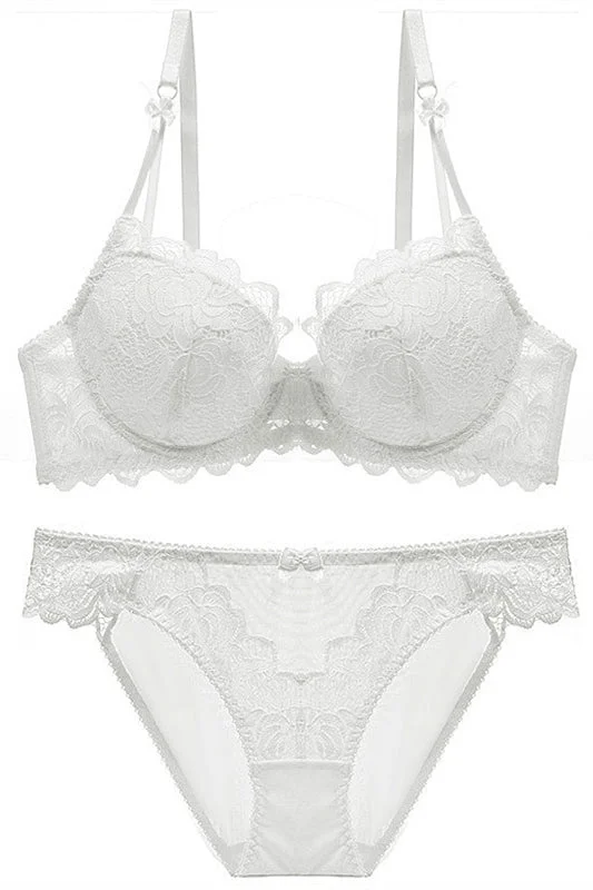 Bargain Prices Elegant Breathable White Lace Lingerie Set