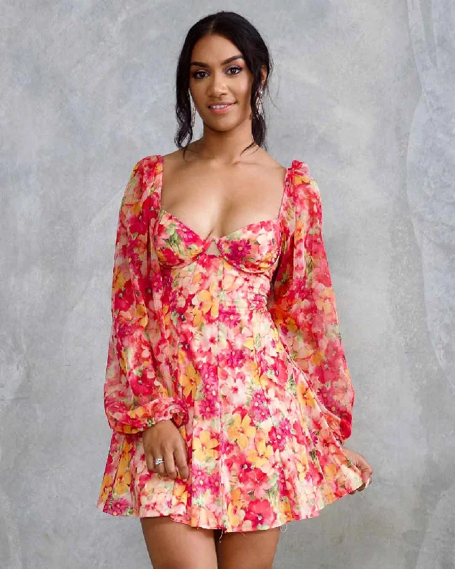 Fantastic Deals Rachel Mini Dress - Orange Floral