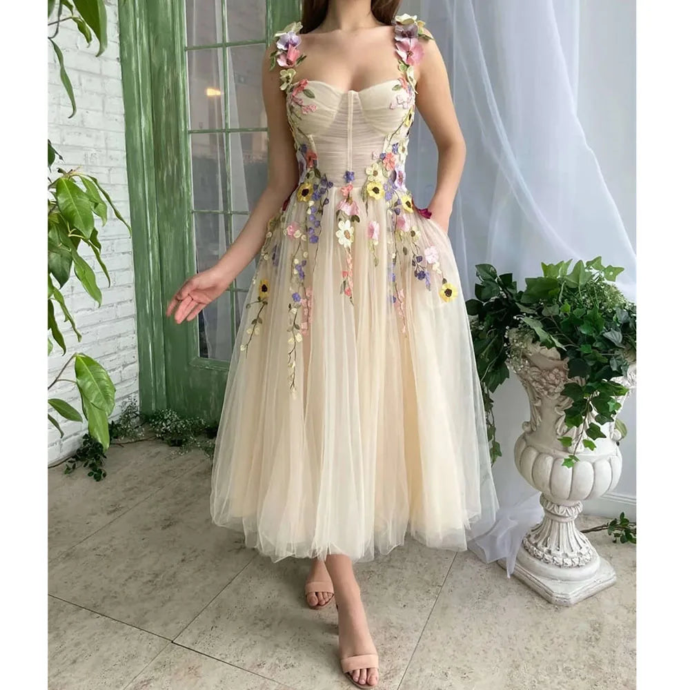 Final Clearance Elegant Floral Print Beige Flower Prom Dresses Exquisite Tulle Spaghetti Strap A-line Pure Pretty Pastrol Formal Birthday Party Final Clearance Elegant Floral Print Beige Flower Prom Dresses Exquisite Tulle Spaghetti Strap A-line Pure Pretty Pastrol Formal Birthday Party