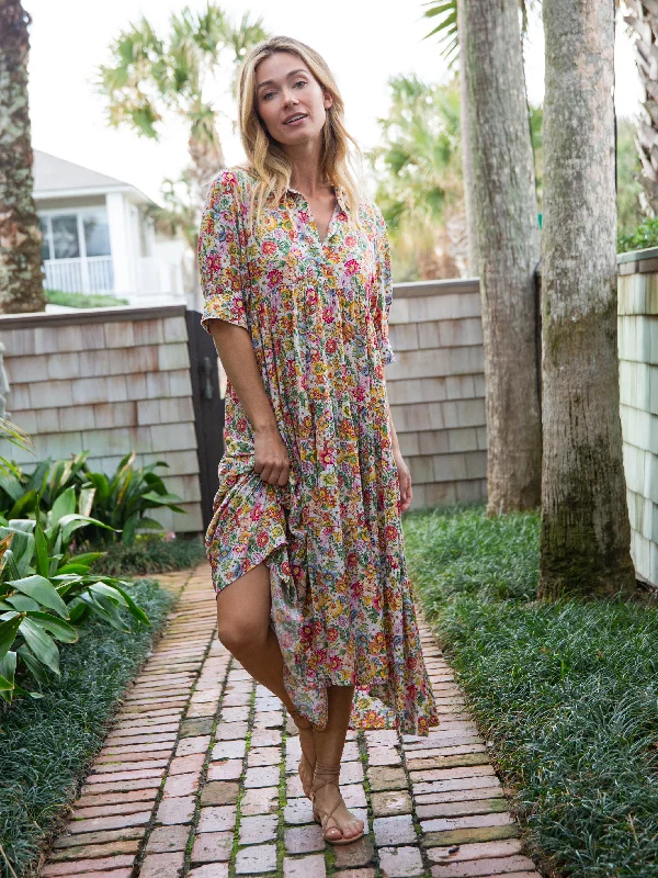 Time-Limited Offer Rebecca Midi Dress - White Floral