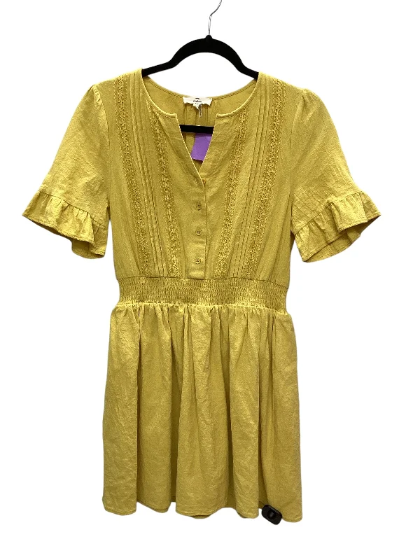 Limited Availability Yellow Dress Casual Midi Entro, Size S