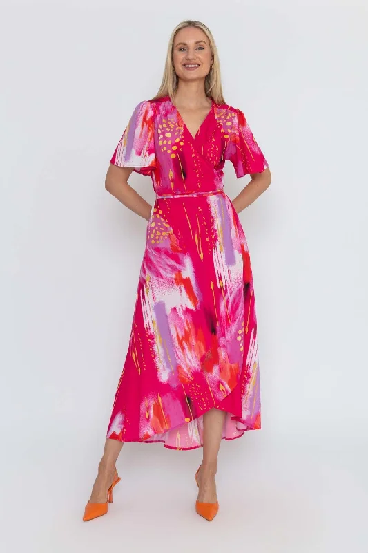 Midnight Sale Pink Midi Wrap Dress
