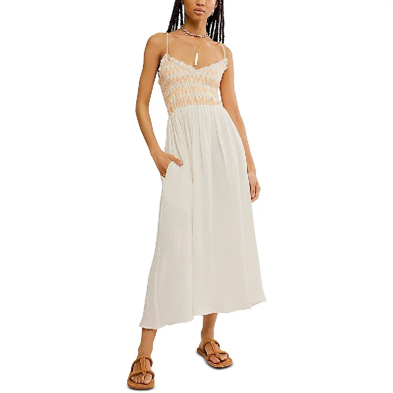 Deal Alert Womens Cotton Adjustable Straps Midi Dress