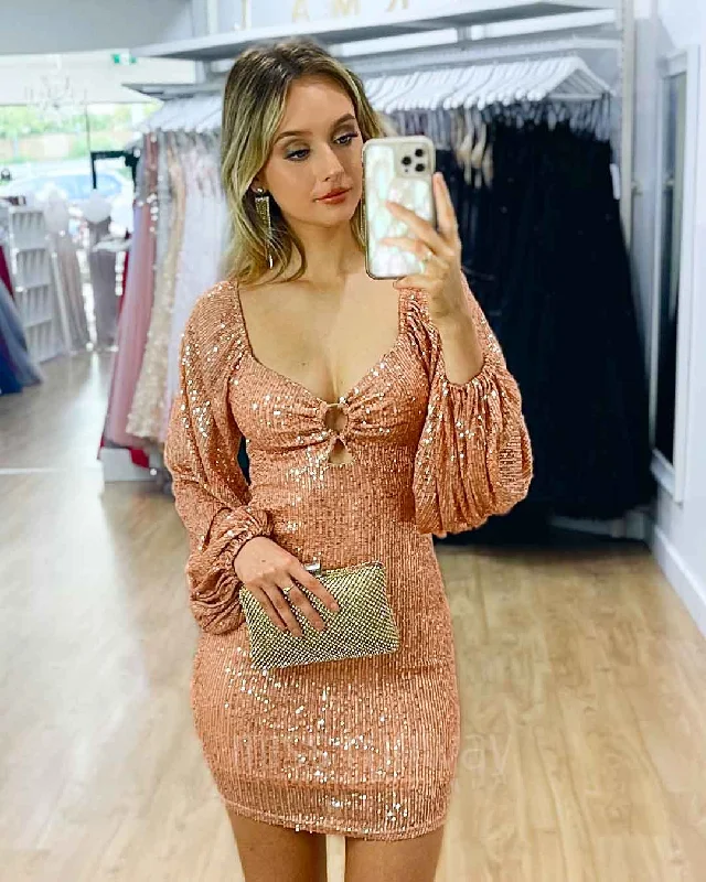 Get It Before It’s Gone Morgan Sequin Mini Dress - Rose Gold