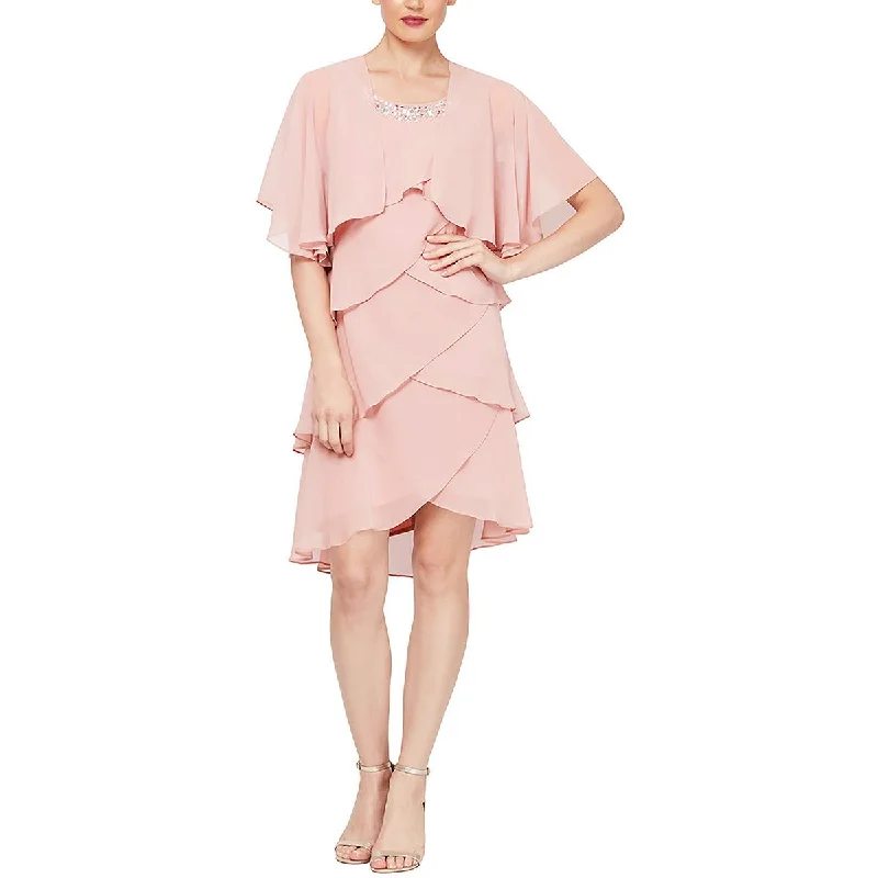 New Deals Petites Womens Knee-Length Embellished Two Piece Dress