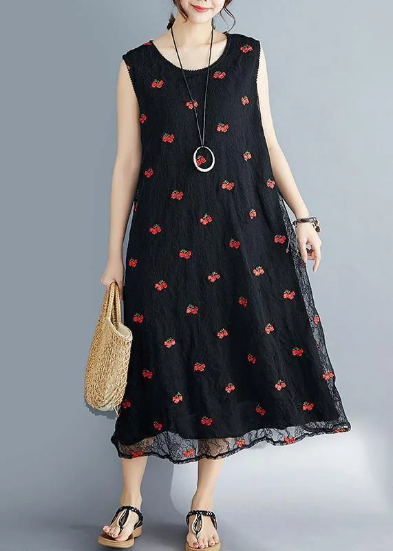 Midnight Madness Elegant embroidery lace clothes Sleeve black Dress summer sleeveless Midnight Madness Elegant embroidery lace clothes Sleeve black Dress summer sleeveless