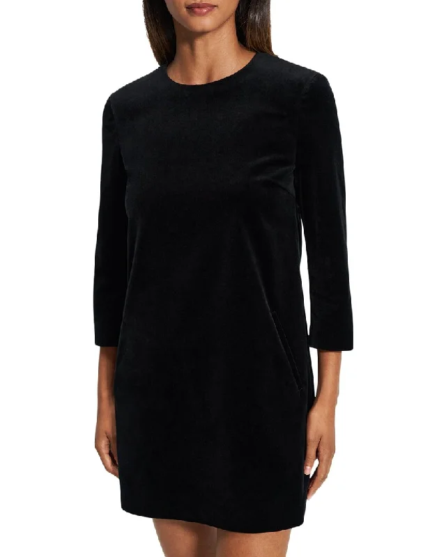 Savings Alert Theory Velvet Quarter-Sleve Dress