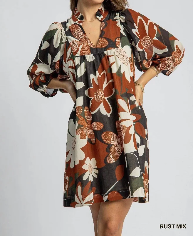 Online Only Tori Dress In Rust Mix