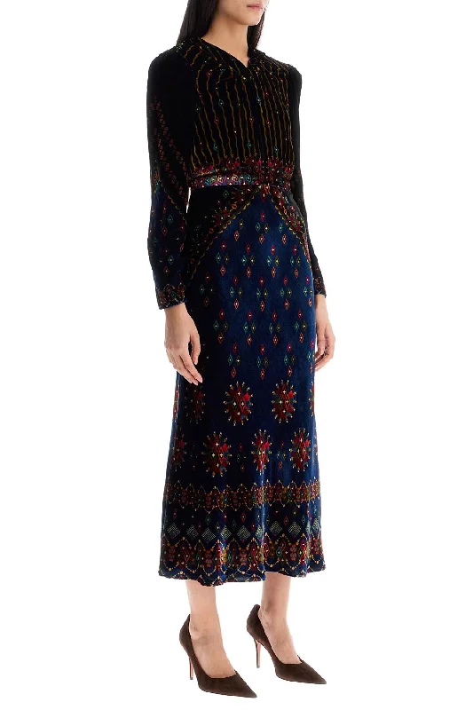 Early Bird Discount Saloni "printed Velvet Claudia Dress