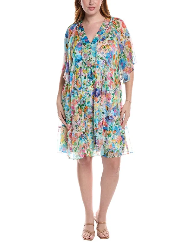 Take Advantage Johnny Was Plus Margareta Silk Mini Dress