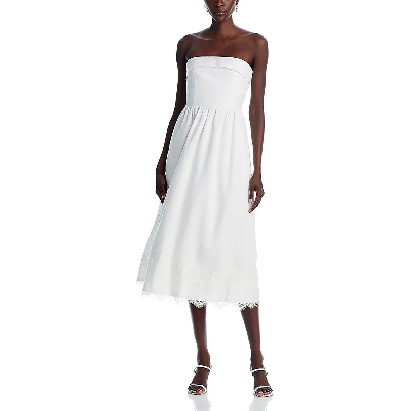 Instant Discount Womens Sleeveless Lace Bottom Fit & Flare Dress