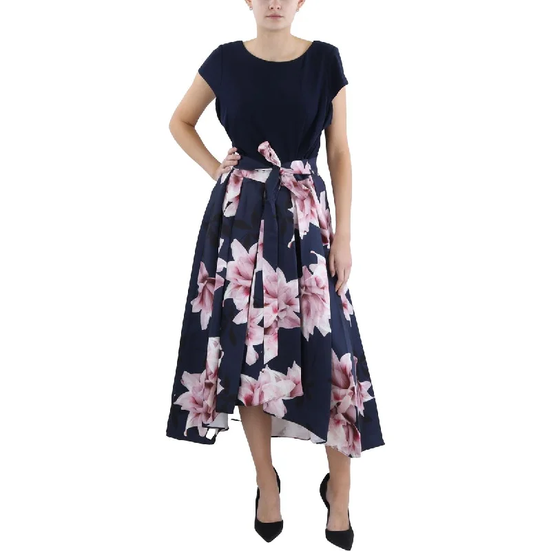 Exclusive Preview Plus Womens Hi-Low Floral Print Cocktail And Party Dress