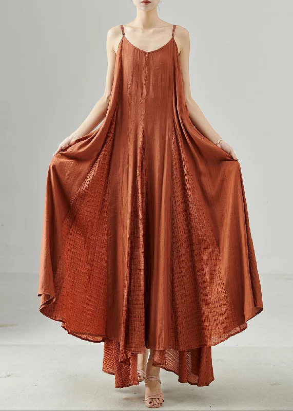 Fantastic Offers Italian Caramel Exra Large Hem Patchwork Cotton Cami Dress Summer
