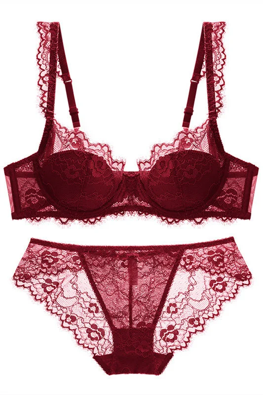 Price Fest Burgundy Lace Lingerie Set