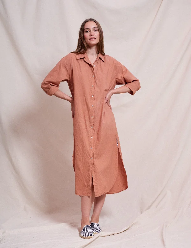 Value Deals Sundry Midi Easy Shirt Dress in Vintage Rust