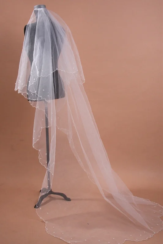 While Supplies Last 3 Layered Long Bridal Veil with Pearls