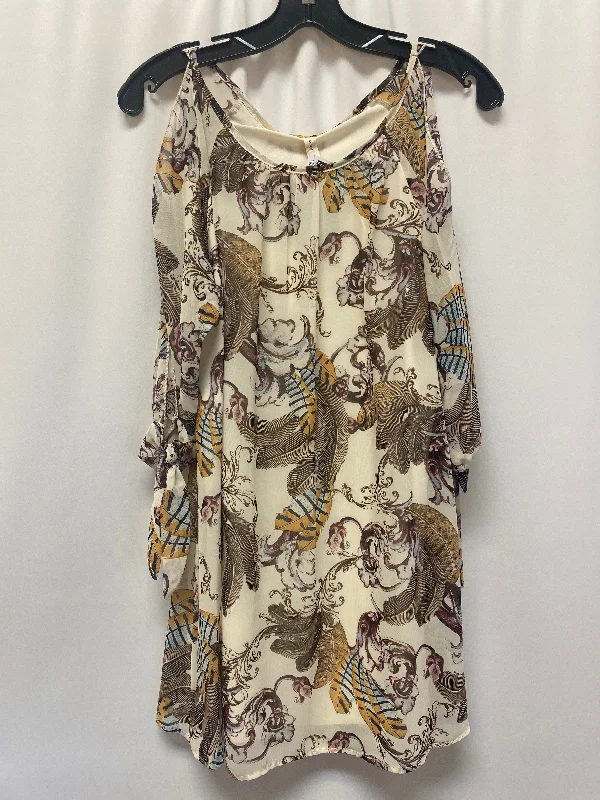 Blowout Deals Cream Dress Casual Midi Clothes Mentor, Size S
