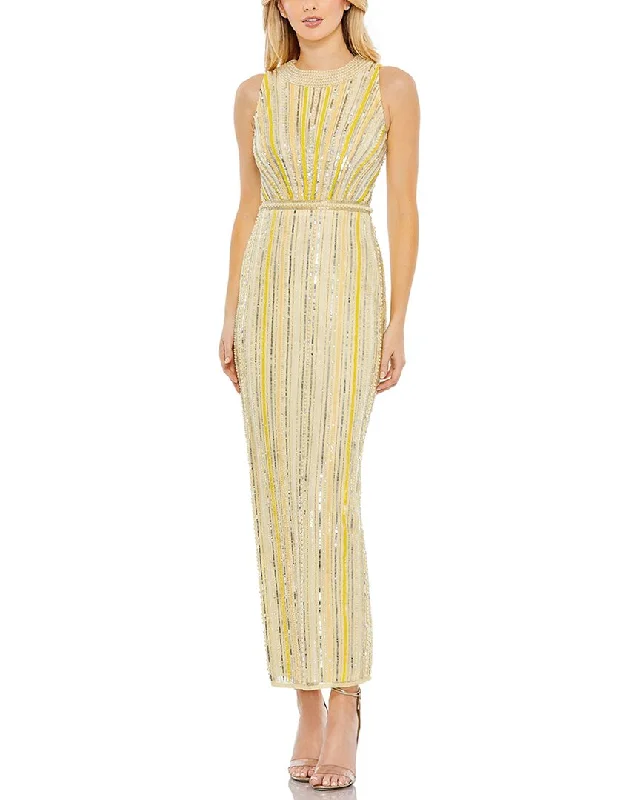 Daily Deals Mac Duggal Embellished Halter Column Dress
