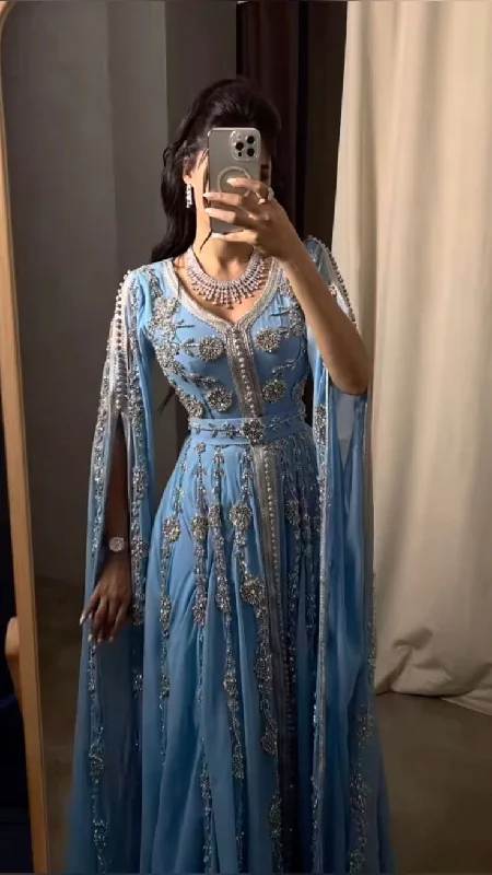 Bargain Bin Gorgeous Blue A-Line Beading Long Evening Party Dress Formal Gown, DP4445 Bargain Bin Gorgeous Blue A-Line Beading Long Evening Party Dress Formal Gown, DP4445