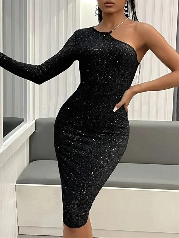 Daily Specials KittenAlarm - One Shoulder Glitter Bodycon Dress