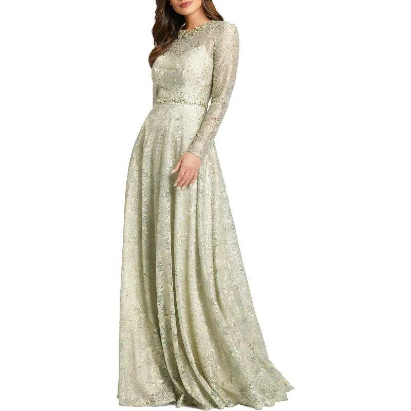 Price Drop Womens Lace Metallic Evening Dress