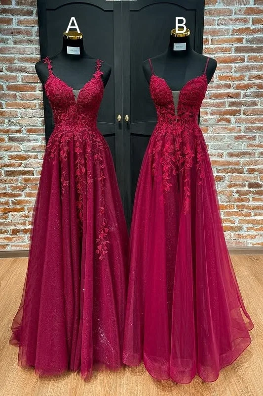 Limited Time Offer Chic Tulle A-Line Lace Appliques Long Party Prom Dress