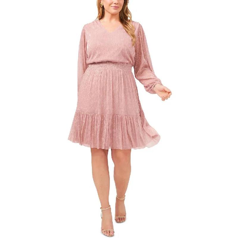 Grand Opening Sale MSK Womens Plus Shimmer V-neck Cocktail and Party Dress