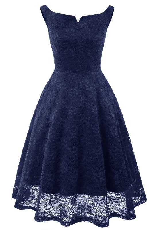 Buy More, Save More V-Wire Lace Navy Blue Short Party Dress