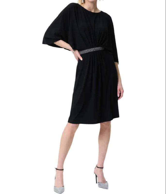 Price Drop Flutter Sleeve Dress In Black