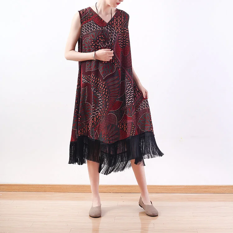 Must-Have Deals fashion red yellow prints long chiffon dresses oversized tassel chiffon clothing dresses casual sleeveless maxi dresses Must-Have Deals fashion red yellow prints long chiffon dresses oversized tassel chiffon clothing dresses casual sleeveless maxi dresses