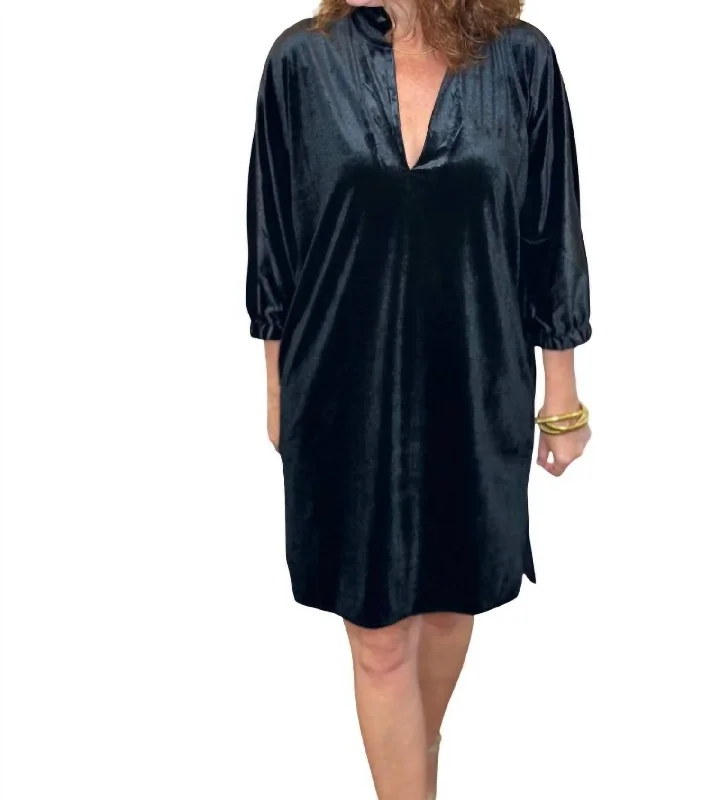 Price Reduction Betsy Collar Velvet Dress In Black