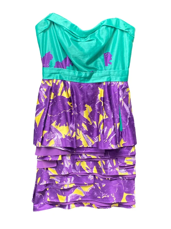 Deep Discounts Green & Purple Dress Party Short Bcbgmaxazria, Size 4