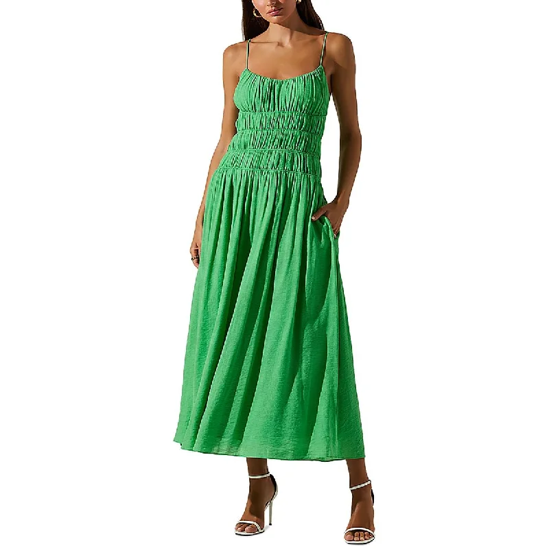 Savings Alert Andrina Womens Smocked Open Back Maxi Dress