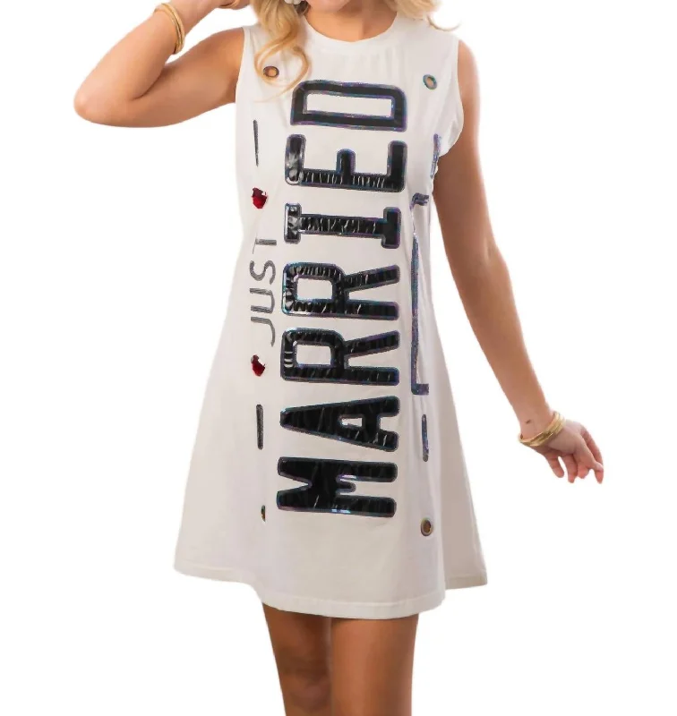 Doorbuster Deal Just Married Tank Dress In White