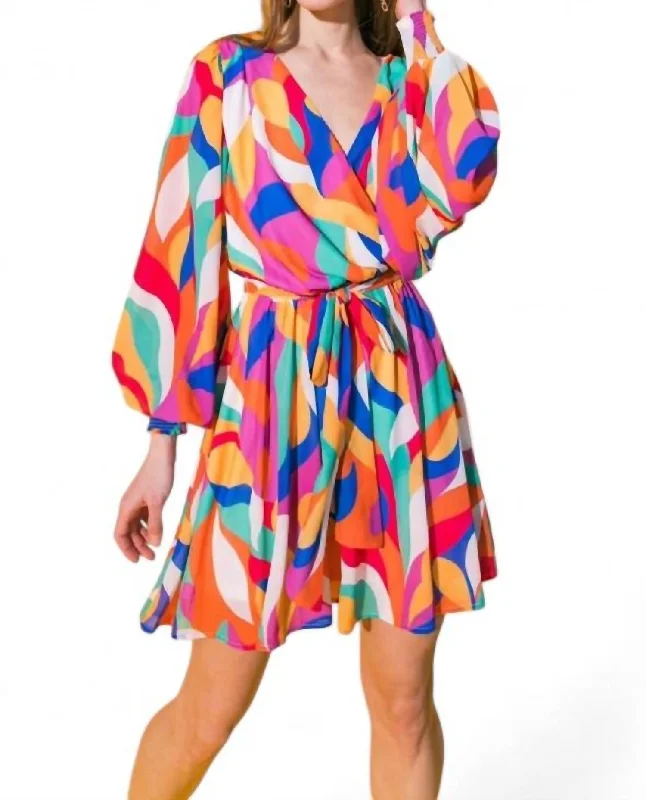 Sneak Peek Sale A Printed Woven Mini Dress In Orchid Orange