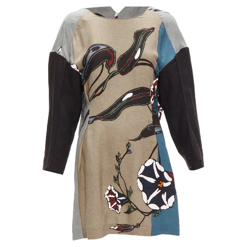 Crazy Savings Marni multicolour floral print back crast dropped sleeve dress