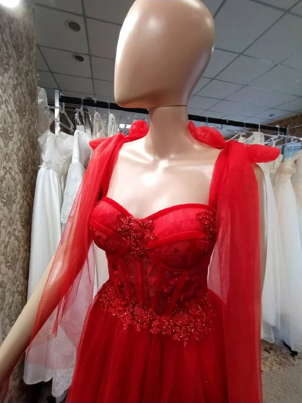 Amazing Deals Tulle Red Party Dress, Prom Evening Dress, Off Shoulder Gown, Prom Dress, A-Line Party Dress, Maxi Corset Dress, Elegant Evening Dress Amazing Deals Tulle Red Party Dress, Prom Evening Dress, Off Shoulder Gown, Prom Dress, A-Line Party Dress, Maxi Corset Dress, Elegant Evening Dress