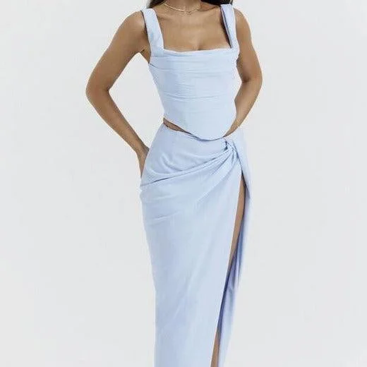 Huge Discounts KittenAlarm - Kylee Square Neck Corset And High Slit Skirt