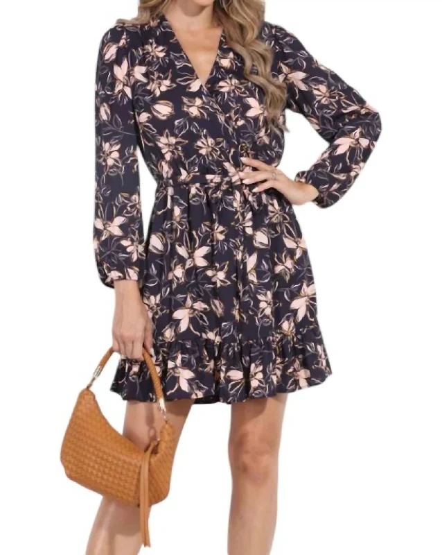 Price Cut Lexi Tie Front Dress In Black Floral