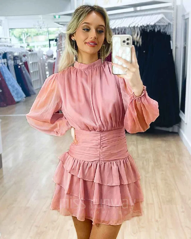 Special Offer Elwood Chiffon Mini Dress - Dusty Pink