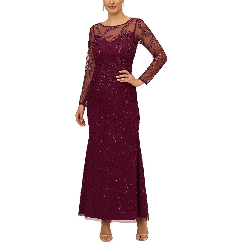 Exclusive Access Papell Studio by Adrianna Papell Womens Beaded Shear Evening Dress